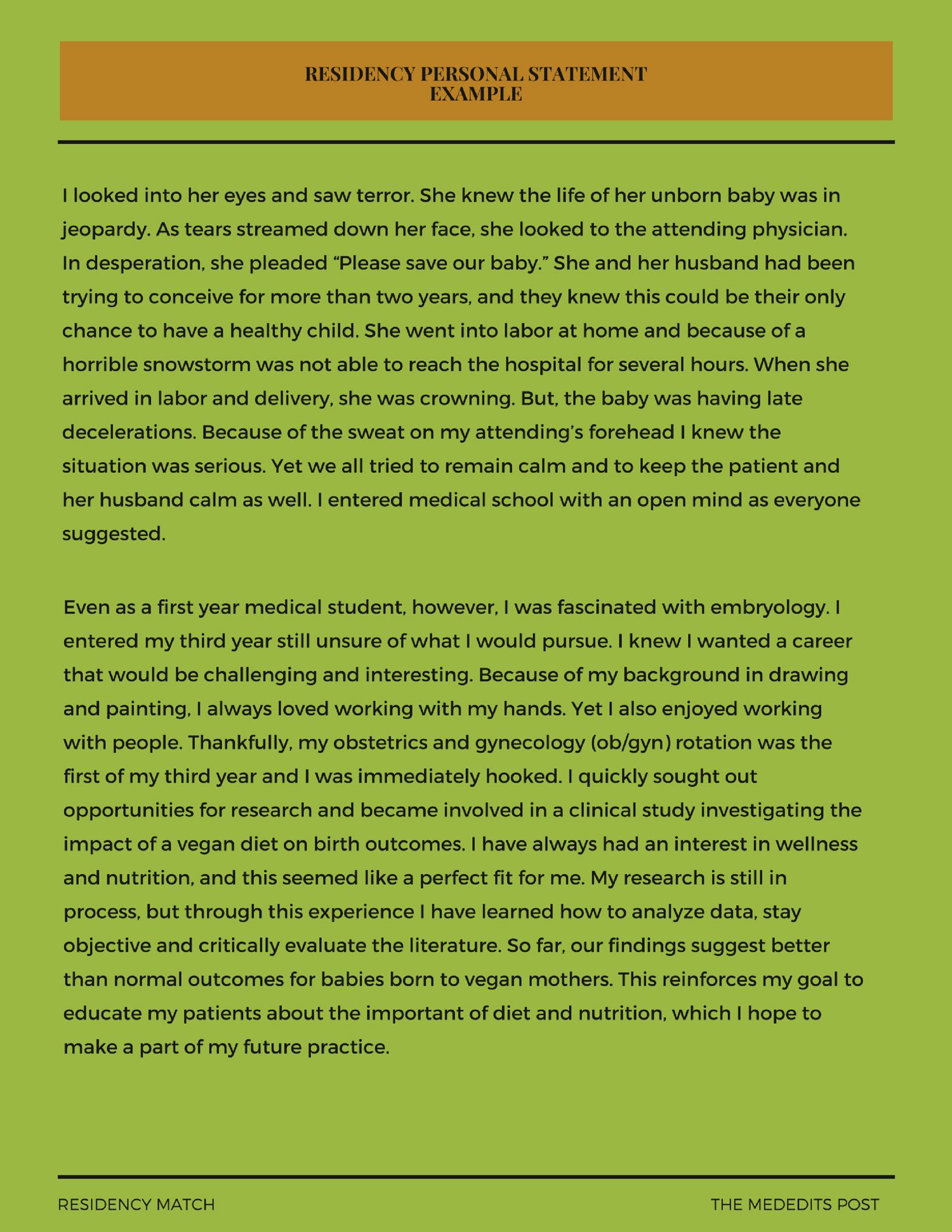 Sample residency personal statement page 1