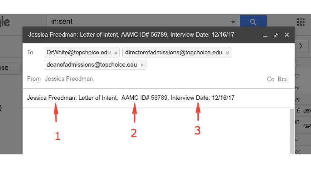 medical school letter of intent subject line