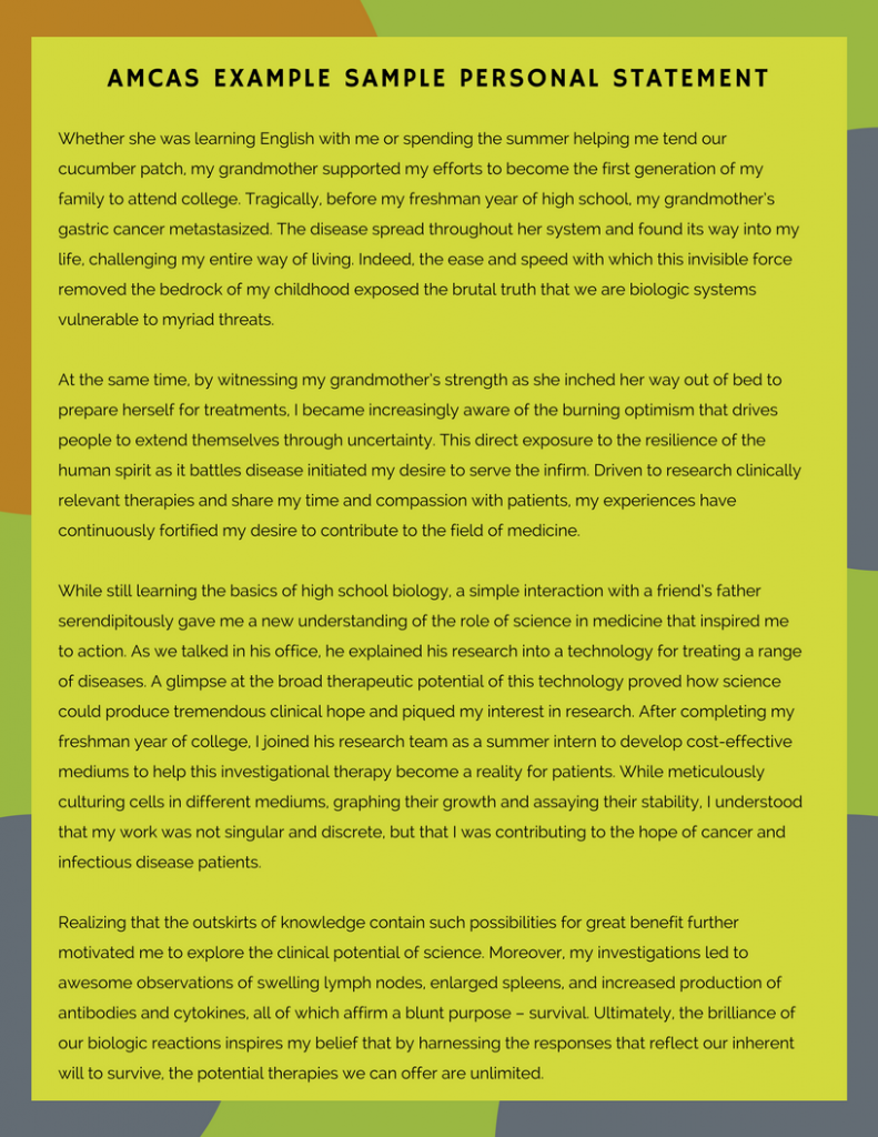 MedEdits: Sample Medical School Personal Statement, Page 1